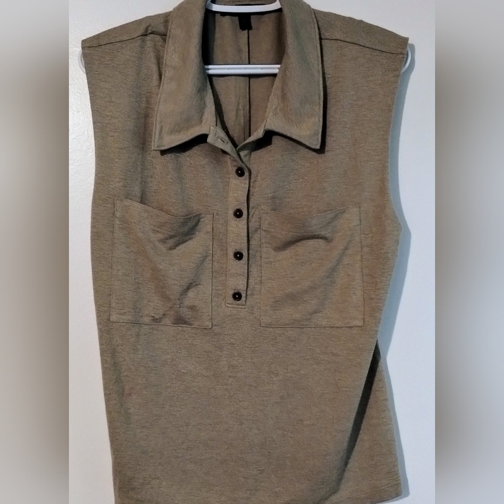 Banana Republic Tan Sleeveless Polo Blouse